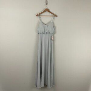 Birdy Grey Gwennie Chiffon Bridesmaid Maxi Dress in Dove Grey Size Medium